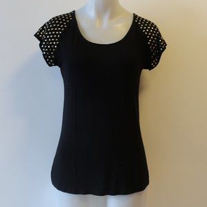 THEORY STUDDED SHORT SLEEVE PULLOVER TOP S *